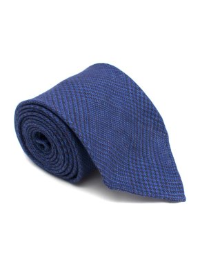 Emma Willis Blue Linen Pattern Tie