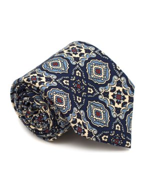 Drake's Navy Printed Silk Tie