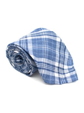 Drake's Linen Blue Check Tie