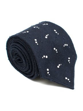 Drake's Silk Navy Textured Printed Tie