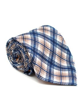 Doriani Navy & Beige Check Silk Tie