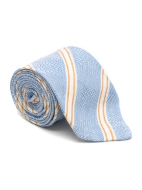 E. Marinella Linen Blue Striped Tie