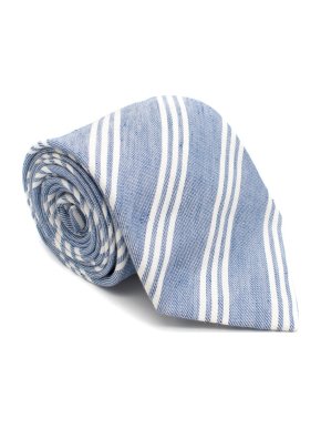 Anderson & Sheppard Linen Blue Striped Tie