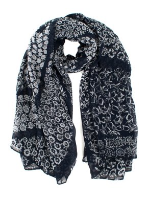 Bespoke Navy Floral Patter Shawl