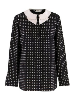 Saint Laurent Black Polka Dot Silk Shirt