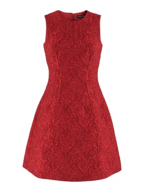 Dolce & Gabbana Red Floral Brocade Dress