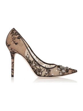 Jimmy Choo Black Lace Crystal Lyzo 100 Pumps