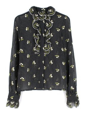 Andrew GN Black Polka Dot Embroidered Shirt