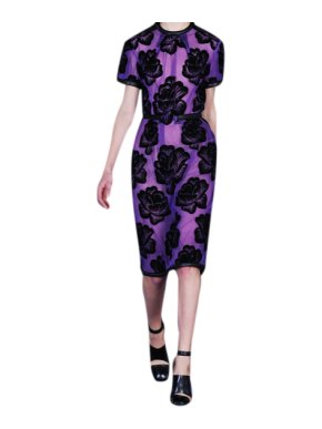 Christopher Kane Purple Leather trimmed Flocked Tulle Dress