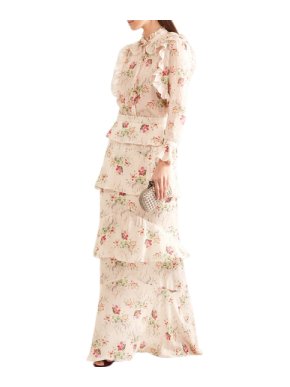 Vilshenko High Neck Ruffled Floral Blouse