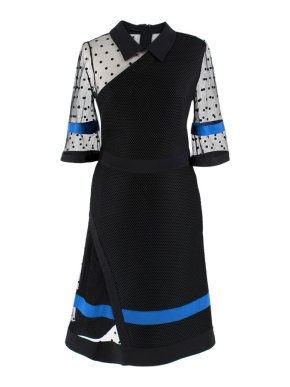 Emanuel Ungaro Black Neoprene Tulle Panelled Dress