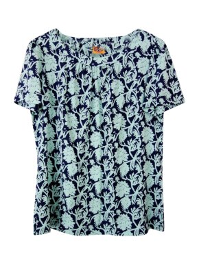 Tory Burch Blue Satin Printed Top