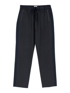 Lanvin en Bleu Navy Cotton-blend Pinstriped Trousers