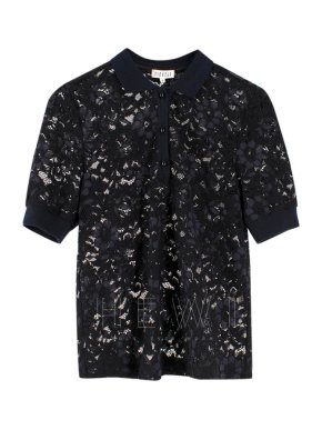 Claudie Pierlot black & Navy Lace Polo T-shirt