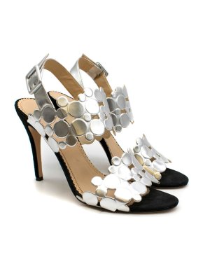 Charlotte Olympia Silver Bubble Leather Heeled Sandals