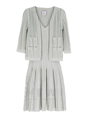 Chanel Cotton-Knit Mint Dress & Cardigan Set
