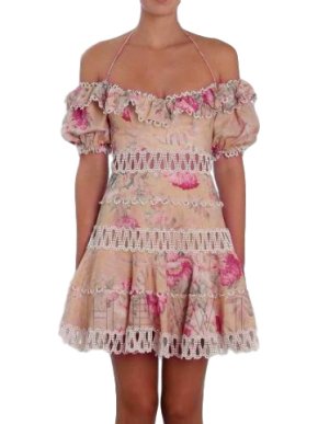 Zimmermann Melody Meadow Floral-Print Tiered-Frill Mini Dress
