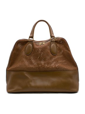 Chloe Laser Cut Leather Tan-Brown Tote Bag