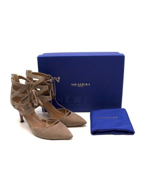 Aquazzura Taupe Suede Lace-Up Pumps