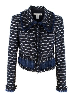 Oscar De La Renta Frayed-Edge Tweed Jacket