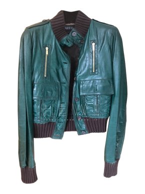Gucci Green Leather Biker Jacket