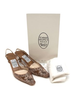 Emma Hope's Shoes velvet embroidered slingback sandals