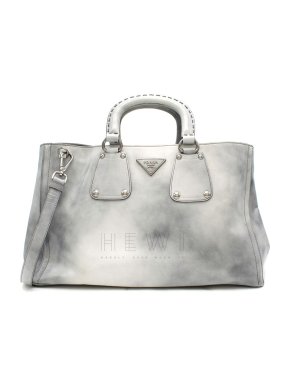 Prada grey tie dye patent leather tote bag
