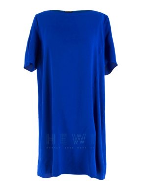 Eileen Fisher royal blue short sleeve silk dress