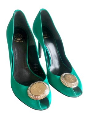 Versace Green Silk Satin Pumps