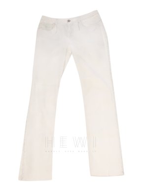 Chanel Stitch Detail Distressed Graffiti Jeans