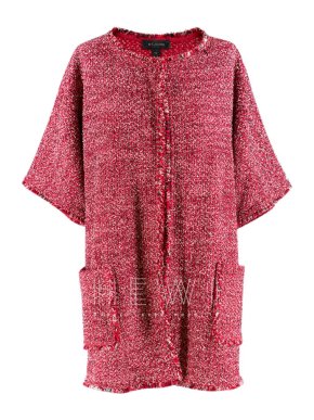 St.John red tweed unlined wool blend jacket