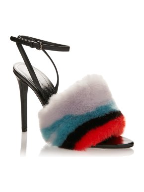 Marco De Vincenzo Striped Faux Fur Sandals