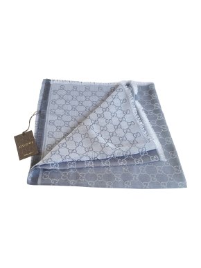 Gucci two tone grey Gucci wool/silk scarf