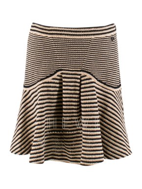 Chanel Striped-Knit Fluted-Hem Skirt