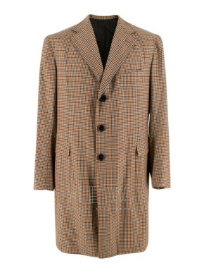 Sartoria Solito Tailored Brown Checked Overcoat