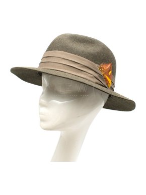 Christys' Green Wool Leather Trim Trilby Hat