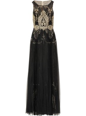 Marchesa Notte Embroidered Organza Tulle Gown