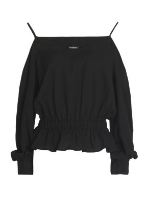 Balmain Cold-shoulder Gathered Cotton Top