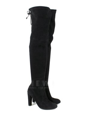 Stuart Weitzman Suede Highland stretch over-the-knee black boots