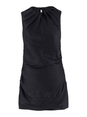 Prada black pleated ruched sleeveless dress