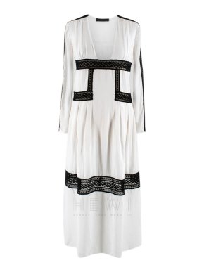 Burberry Prorsum White Silk Empire Waist Lace Trim Dress
