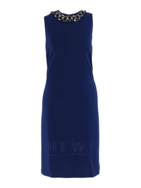 St. John embellished blue sleeveless dress
