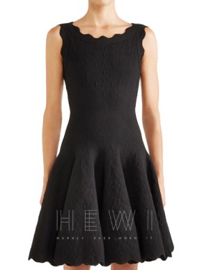 Alaia Black Jacquard-knit Scalloped Wool Mini Dress