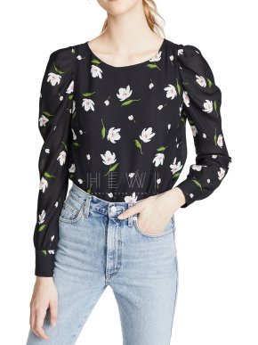 Milly Black Floral Hayley Top