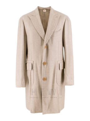 Luigi Borrelli Beige Cashmere Single-Breasted Coat