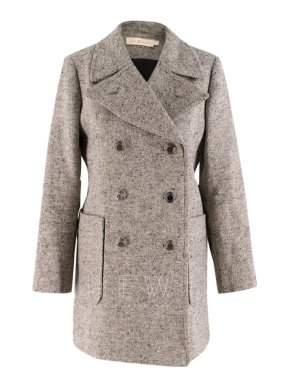 Tory Burch double breasted tweed grey coat