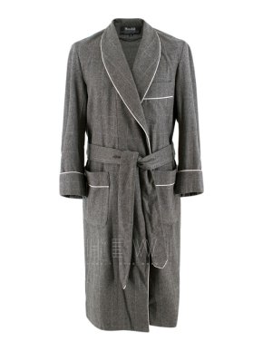 Budd luxury Grey Wool Wrap dressing gown