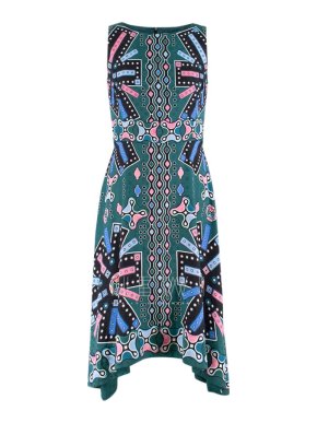 Peter Pilotto green printed silk sleeveless dress
