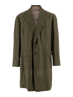Gennano Solito Bespoke Wool Green Checked Coat