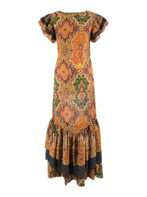 Bespoke Paisley Print Ruffled Midi Dress